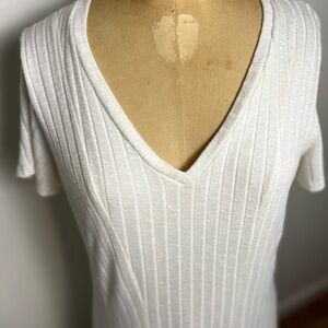 Anthropologie women’s v-neck pullover short sleeve white dress large